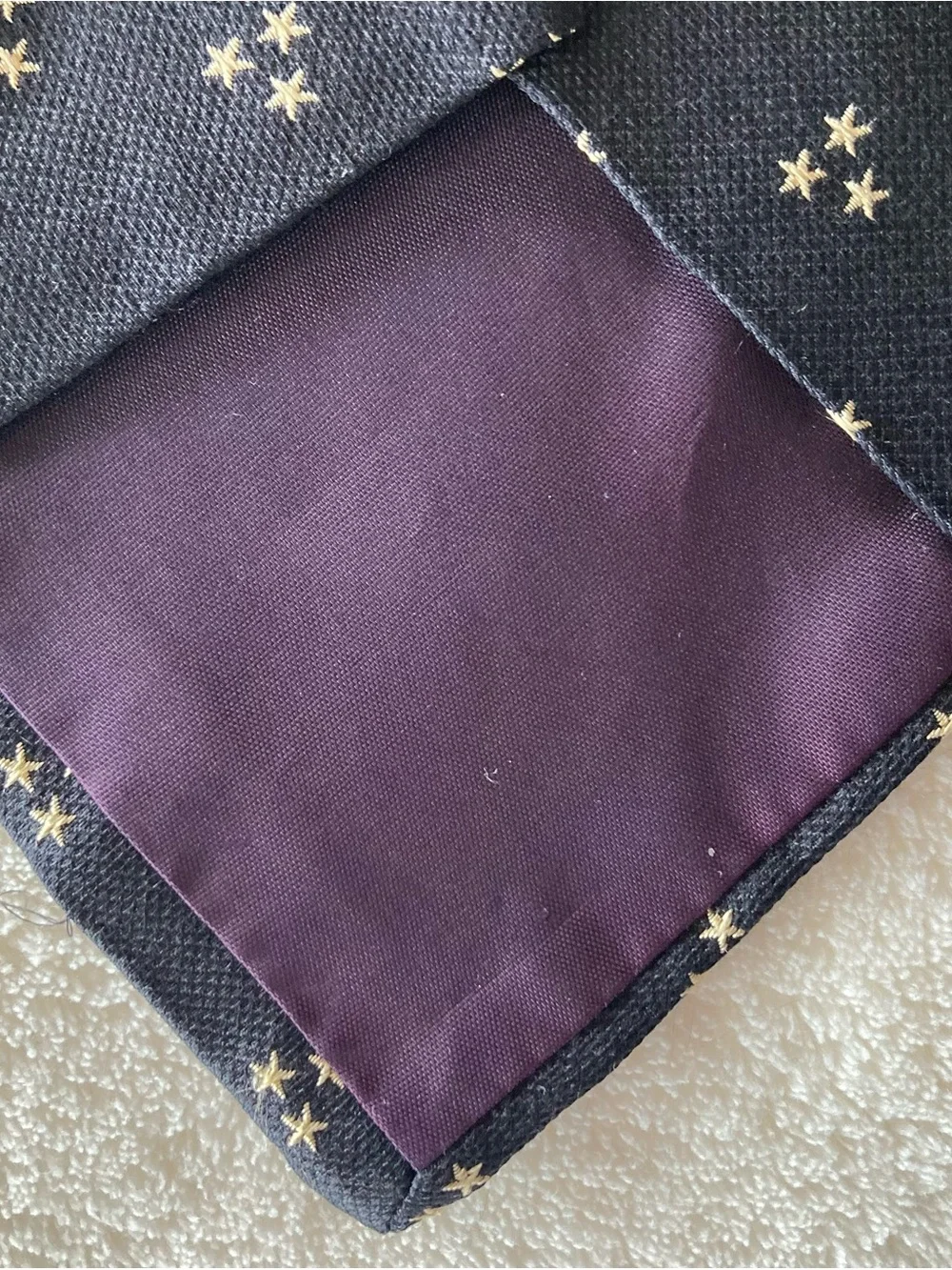 Vintage Polo Ralph Lauren Mens 100% Silk tie. Black/gold stars. Made by hand USA